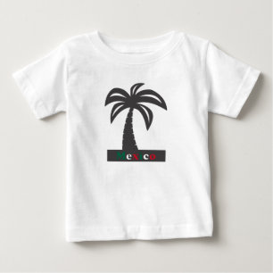 Camiseta Para Bebê Palm Tree (Férias do México) - Baby Fine Jersey 