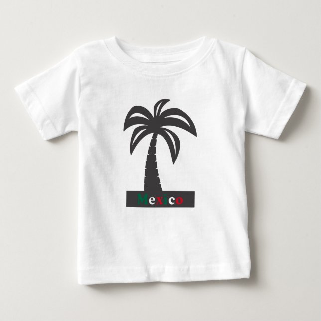 Camiseta Para Bebê Palm Tree (Férias do México) - Baby Fine Jersey T- (Frente)