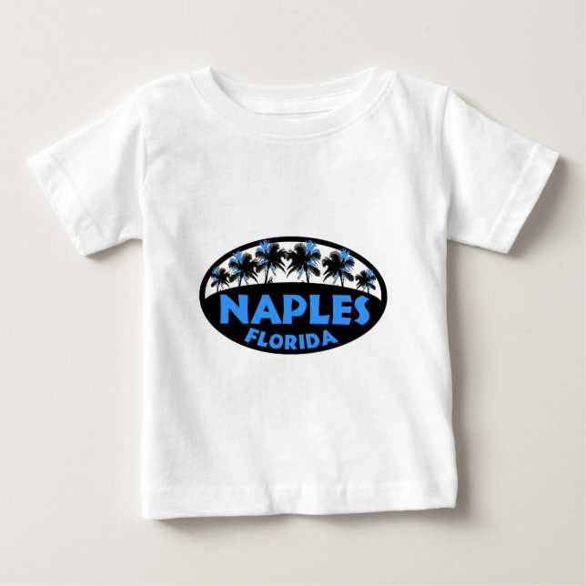 Camiseta Para Bebê Palmas azuis pretas de Nápoles Florida (Frente)