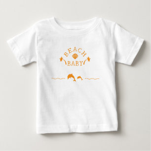 Camiseta Para Bebê Palmas & Golfinhos Orange Beach Baby