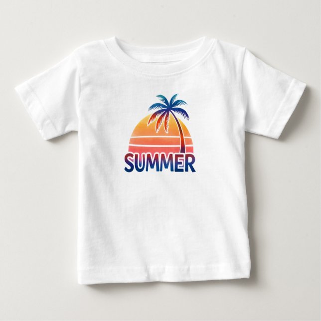 Camiseta Para Bebê Palmeira de Verão (Frente)