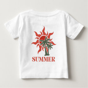 Camiseta Para Bebê Palmeiras de Verão Sol Retro Tropical