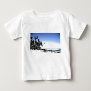 Camiseta Para Bebê Palmeiras exóticas e praia paraísa
