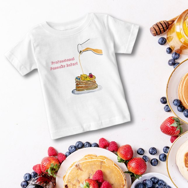 Camiseta Para Bebê Pancake Profissional Comendo Panquecas Engraçadas (Criador carregado)