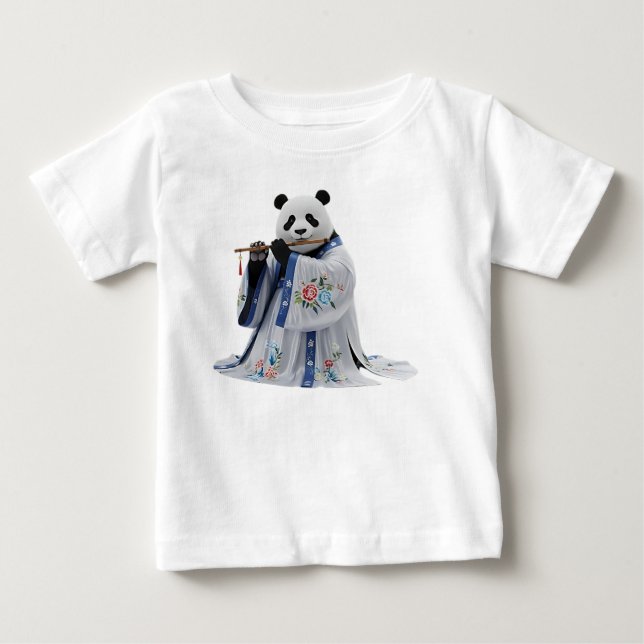 Camiseta Para Bebê Panda 3D em Hanfu Tradicional Chinês (Frente)