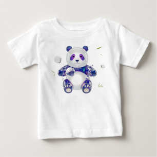 Camiseta Para Bebê Panda 3D Vidro Líquido Holográfico Conceitual