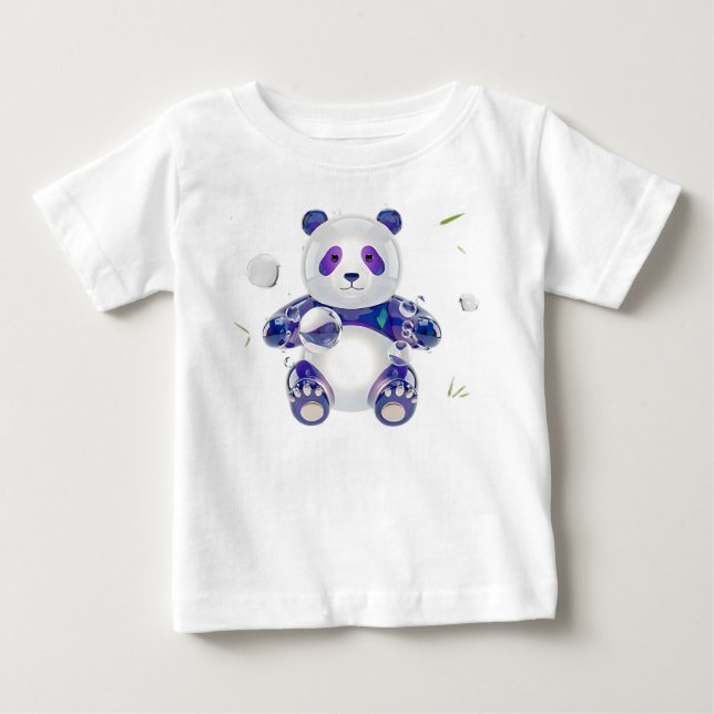 Camiseta Para Bebê Panda 3D Vidro Líquido Holográfico Conceitual (Frente)