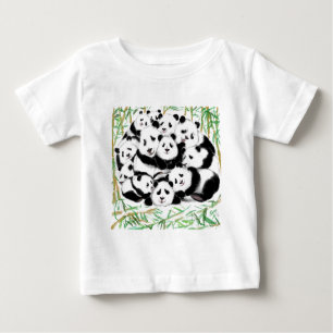 Camiseta Para Bebê Panda Baby T-Shirt Happy Pandas