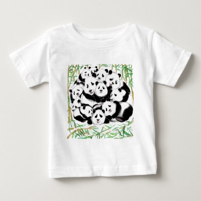 Camiseta Para Bebê Panda Baby T-Shirt Happy Pandas (Frente)