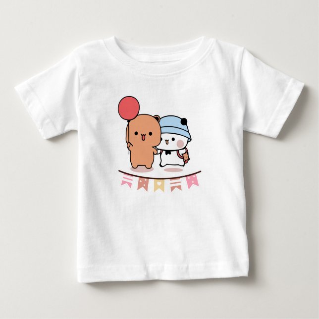 Camiseta Para Bebê PANDA BEAR, bubu e abraços dudu amam balão (Frente)