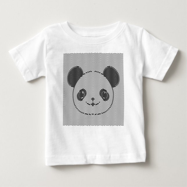 Camiseta Para Bebê Panda Bear Face On Wave Patterno (Frente)