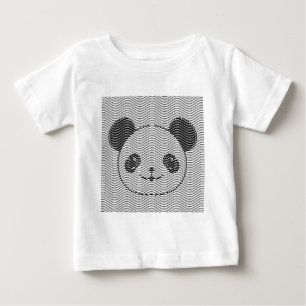 Camiseta Para Bebê Panda Bear Face On Wave Patterno
