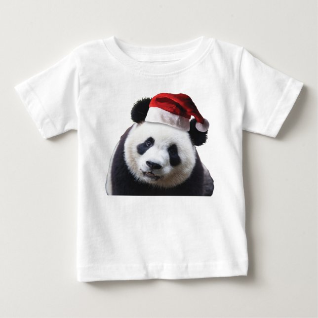 Camiseta Para Bebê Panda Bear Santa Claus (Frente)