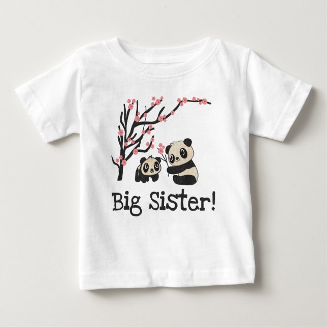 Camiseta Para Bebê Panda Bears Big Sister (Frente)