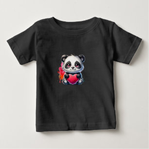Camiseta Para Bebê Panda bonita abraçando um coração