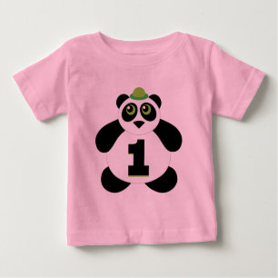 Camiseta Para Bebê Panda bonito do primeiro aniversario