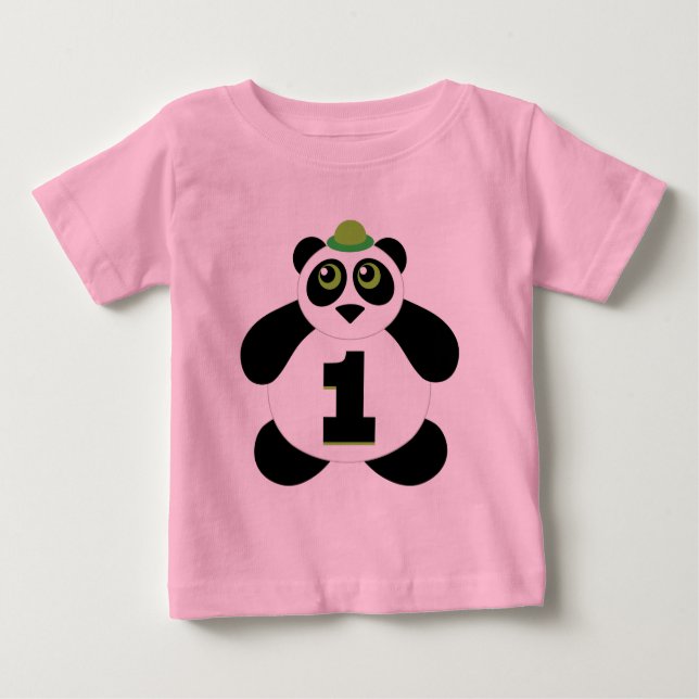 Camiseta Para Bebê Panda bonito do primeiro aniversario (Frente)