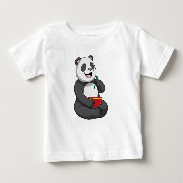 Camiseta Para Bebê Panda com Bowl Ramen (Frente)