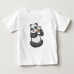 Camiseta Para Bebê Panda com café para ir
