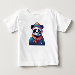 Camiseta Para Bebê Panda com chapéu