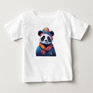 Camiseta Para Bebê Panda com chapéu