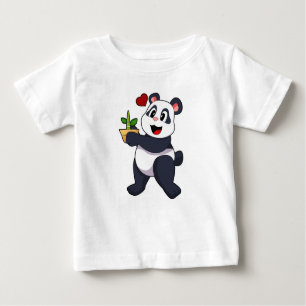 Camiseta Para Bebê Panda com Flor Bamboo