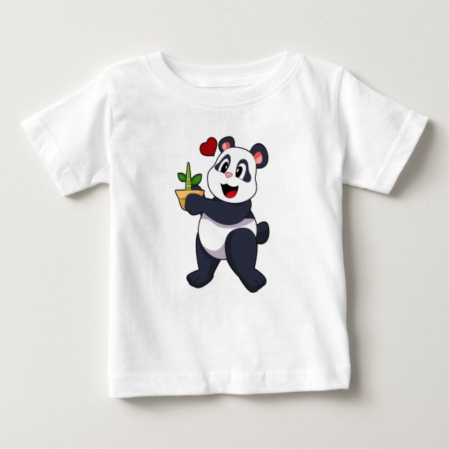 Camiseta Para Bebê Panda com Flor Bamboo (Frente)