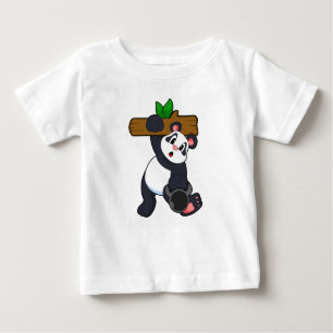 Camiseta Para Bebê Panda com madeira no treino da Força