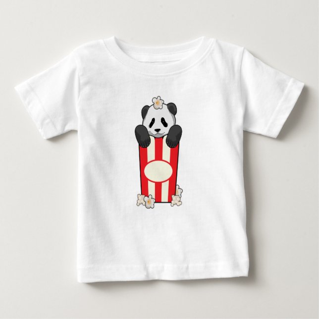 Camiseta Para Bebê Panda com pipoca (Frente)