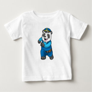 Camiseta Para Bebê Panda como agente da polícia com chapéu da polícia