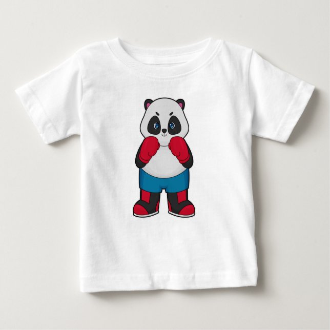 Camiseta Para Bebê Panda como Boxer com luvas "in a box" (Frente)