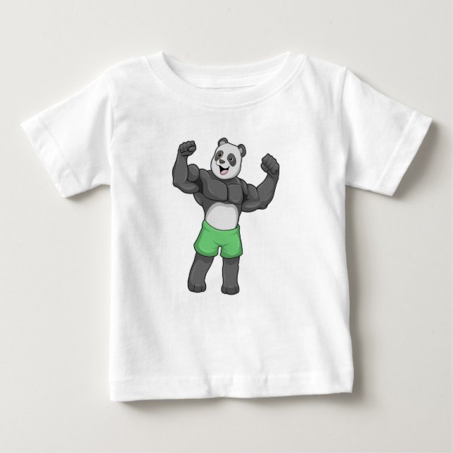 Camiseta Para Bebê Panda como construtor de bases em Bodybuilding (Frente)