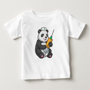 Camiseta Para Bebê Panda como enfermeira com seringa