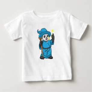 Camiseta Para Bebê Panda como Feiticeiro com varinha mágica