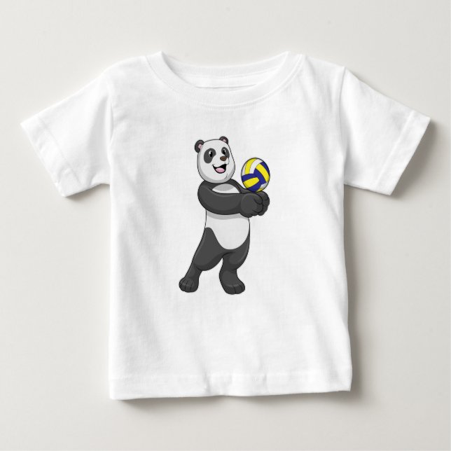Camiseta Para Bebê Panda como jogador de voleibol (Frente)