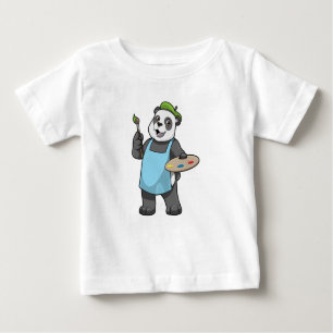 Camiseta Para Bebê Panda como Pincel com Pincel e Cor