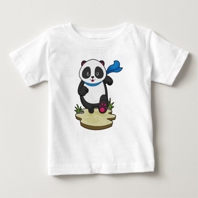 Camiseta Para Bebê Panda como Runner com Scarf (Frente)