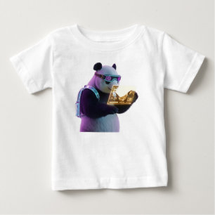 Camiseta Para Bebê Panda Cyberpunk em Beco Neon de Tóquio