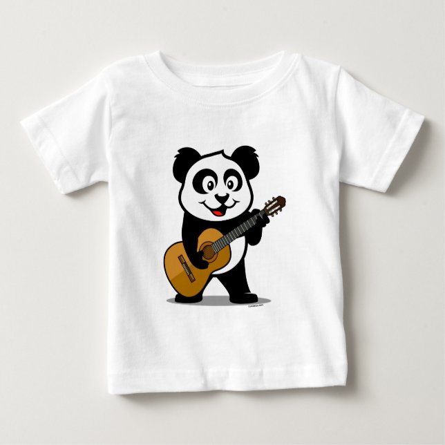 Camiseta Para Bebê Panda da guitarra (Frente)