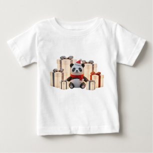Camiseta Para Bebê Panda de Claymation de Feriado com Chapéu de Papai