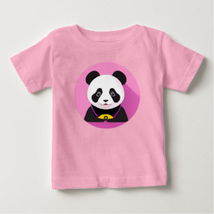Camiseta Para Bebê Panda de Desenho Animado Ilustração Colorida