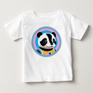 Camiseta Para Bebê Panda de Desenho Animado Ilustração Colorida