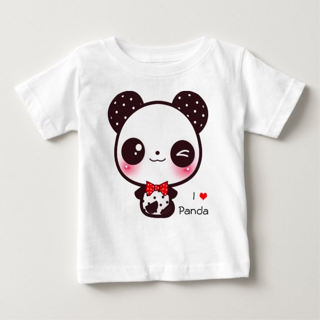 Camiseta Para Bebê Panda de Kawaii (Frente)