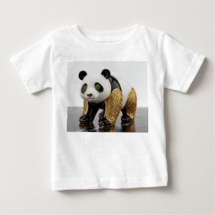 Camiseta Para Bebê Pandá de Porcelana de Luxo com Filigrana Dourada