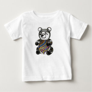 Camiseta Para Bebê Panda de Vidro Sopro à Mão com Redemoinhos