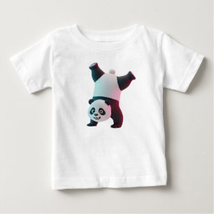 Camiseta Para Bebê Panda Desajeitado Faz Parafuso no Ar em 3D