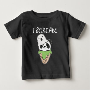 Camiseta Para Bebê Panda Halloween Ghost I Gritar Sorvete Pun