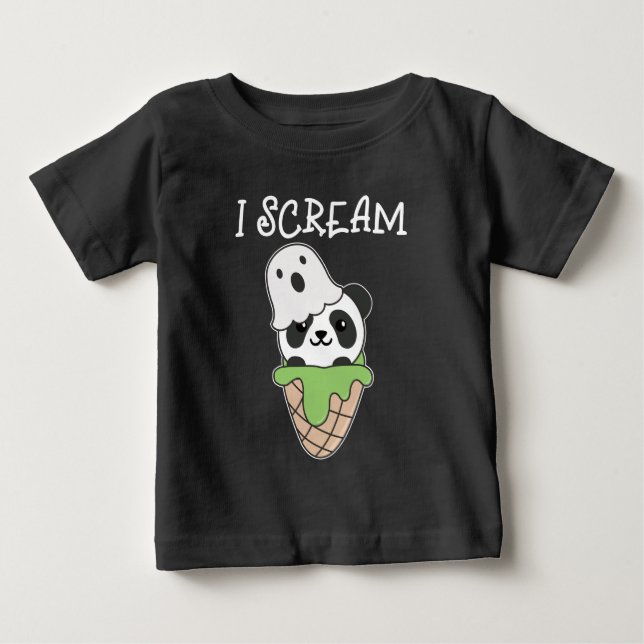 Camiseta Para Bebê Panda Halloween Ghost I Gritar Sorvete Pun (Frente)