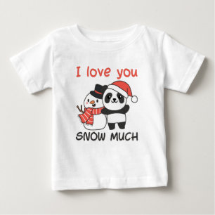 Camiseta Para Bebê Panda I Love You Snow Muita Snowman Pun