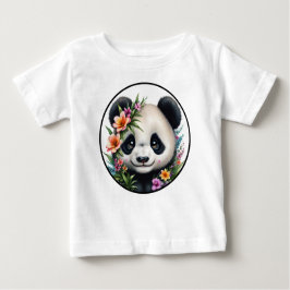 Camiseta Para Bebê Panda in Flowers Baby Tee - Peeking Panda